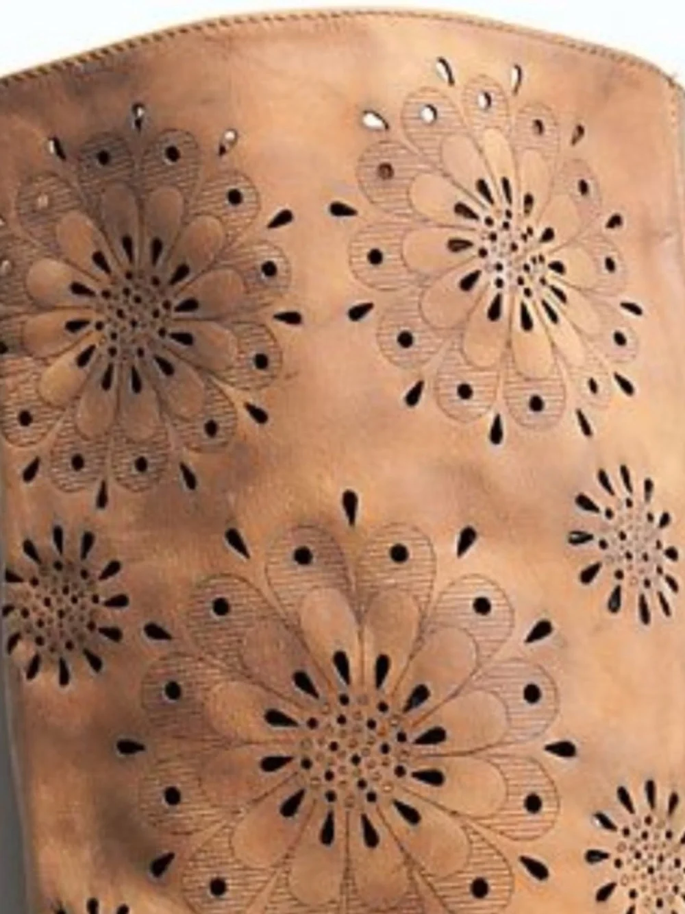 Anthropologie Foxglove by Pezella Leather Perforated Floral Knee High Boots 38